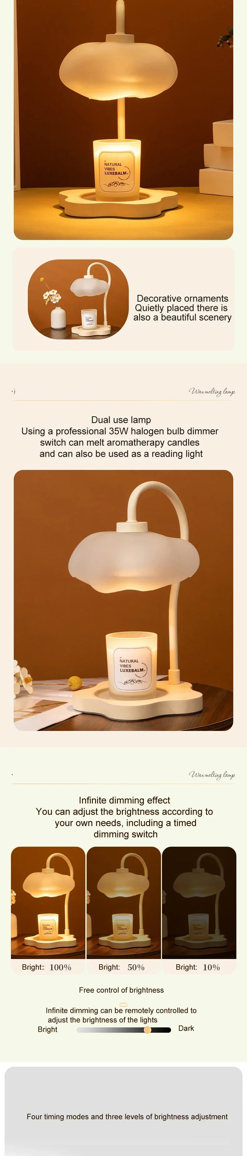 Creative Cloud-Shaped Wax Melt Lamp with Timer  Aromatherapy Night Light, Scented Candle Warmer, Stylish Desk Table Lamp - The Shop At Crown Perth