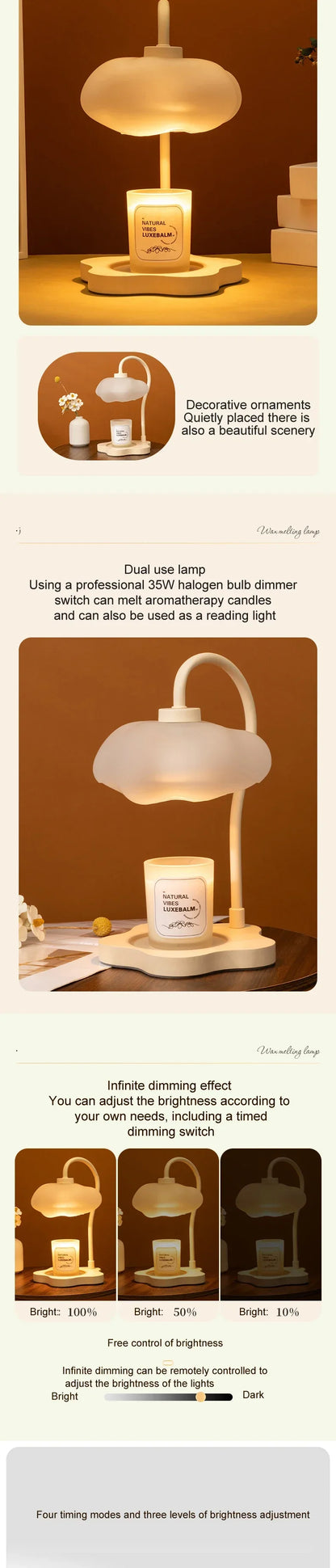 Creative Cloud-Shaped Wax Melt Lamp with Timer  Aromatherapy Night Light, Scented Candle Warmer, Stylish Desk Table Lamp - The Shop At Crown Perth