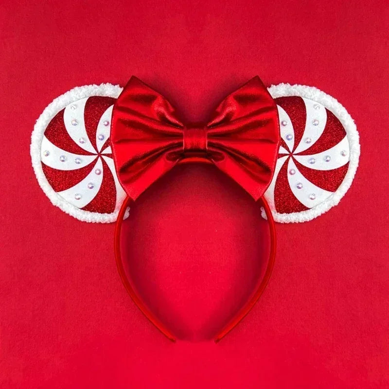 Disney Mickey Mouse Ear Hairbands Lollipop Candy Cane Bows Christmas Headband for Adults Party Kids Women Plush Hair Accessories - The Shop At Crown Perth