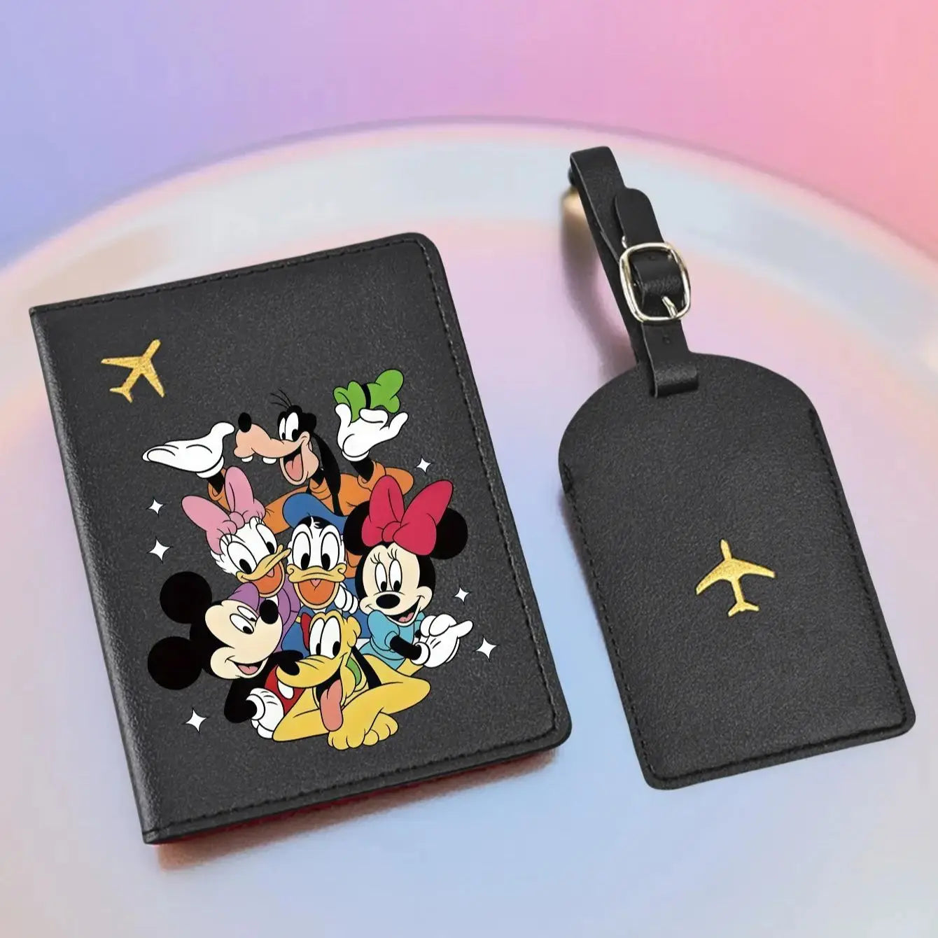 2PC Mickey Minnie Donald Passport Holder & Luggage Tag Set, PU Travel Wallet, Cute Travel Essentials Gift for All Ages - The Shop At Crown Perth