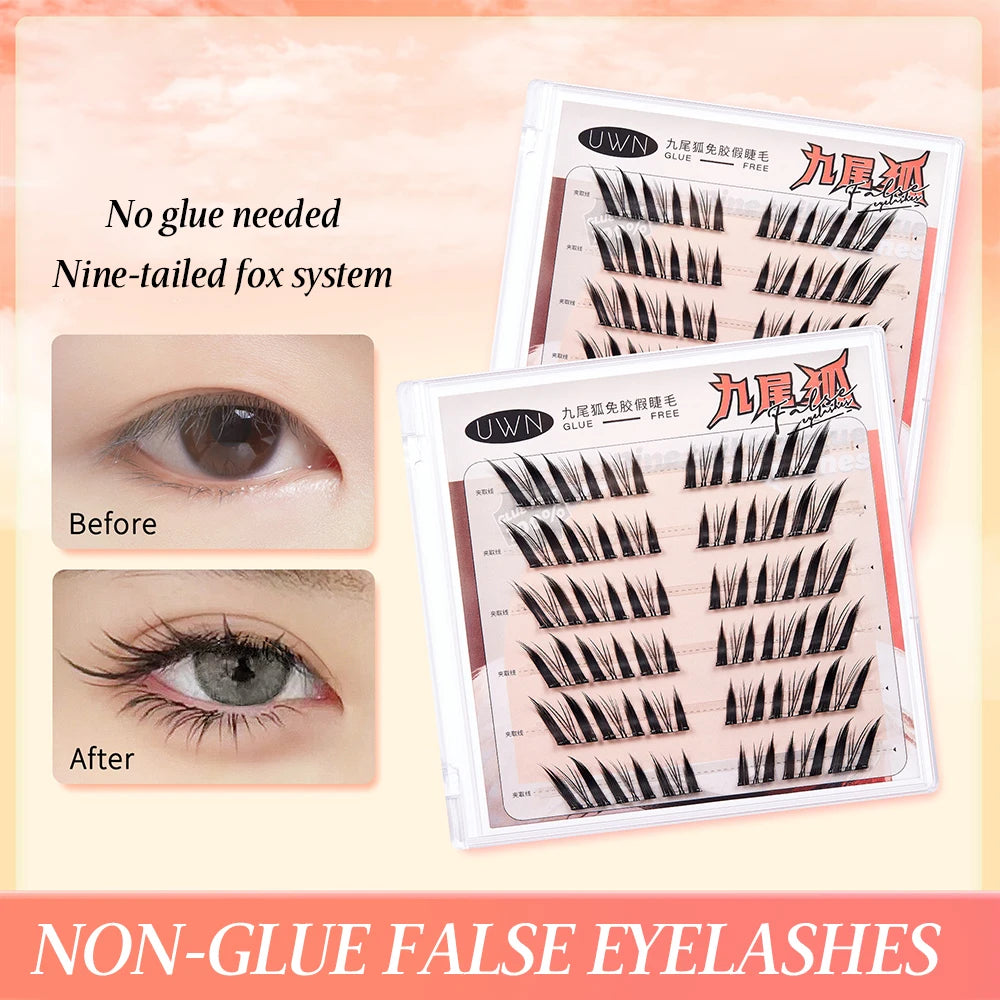 UWN Glue-free False Eyelashes Oblique Flying Fox Style Curling Natural Lazy Light and Comfortable Upper Eyelashes - The Shop At Crown Perth