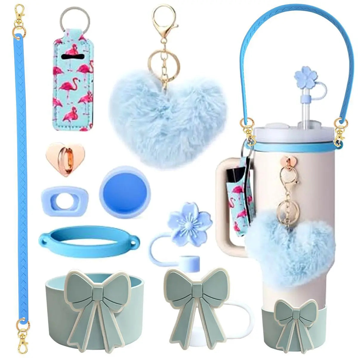 cross-border stanley accessories christmas stanley icecup diy bow decorated cup cover lipstick cover fuzzy ball - The Shop At Crown Perth