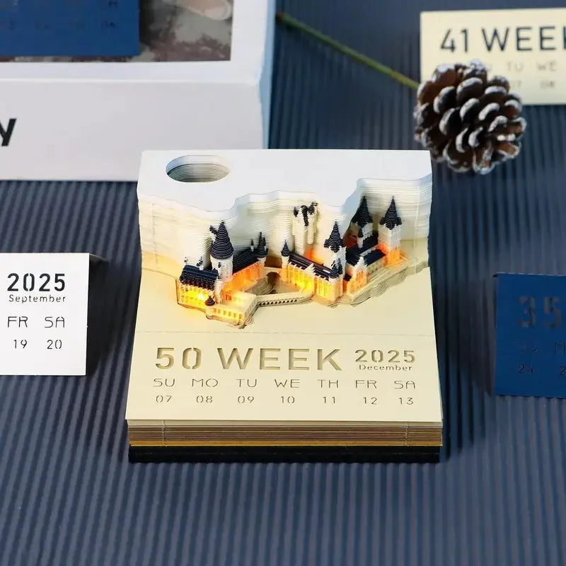2025 Desk 3D Calendar Pop-Up Castl Calendar  Carving Art Memo Notepad Gift for Christmas Housewarming Desktop Decoration - The Shop At Crown Perth