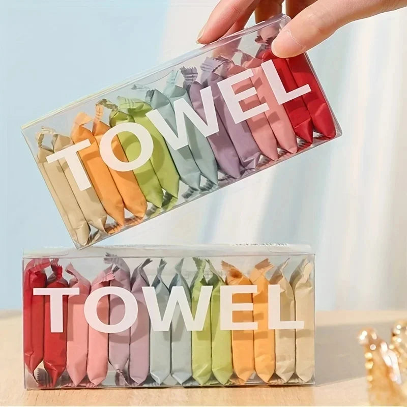 14pcs/box Disposable Washcloth Portable Travel Towel Thickened Compressed Face Cleansing Beauty Square Towel - The Shop At Crown Perth