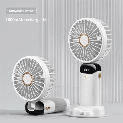 3000mAh Handheld Mini Fan Foldable Portable Neck Hanging Fans 5 Speed USB Rechargeable Fan with Phone Stand and Display Screen - The Shop At Crown Perth