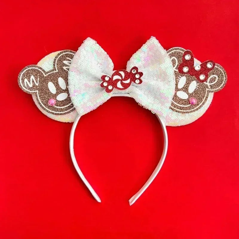 Disney Mickey Mouse Ear Hairbands Lollipop Candy Cane Bows Christmas Headband for Adults Party Kids Women Plush Hair Accessories - The Shop At Crown Perth