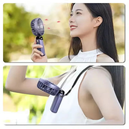 Folding Fan Mini Portable Hand-Held Fan Rechargeable Multifunctional Fan With Display Screen Neck Hanging Fans