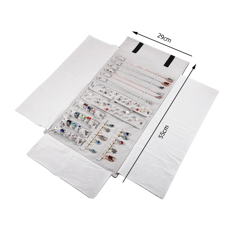 Travel Bracelet Jewelry Organizer Roll Up Bag Portable Velvet Ring Earrings Pendant Necklace Storage Bag Ornaments Foldable Case - The Shop At Crown Perth