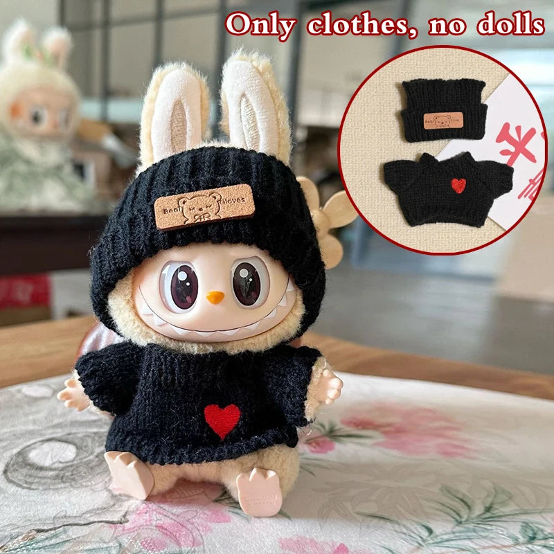 Doll clothes for Labubu Outfit V1 V2 V3 17cm Dolls Sitting Accessories Glasses Clothing Designer Kids Gift Sweater Hat Bag Set - The Shop At Crown Perth