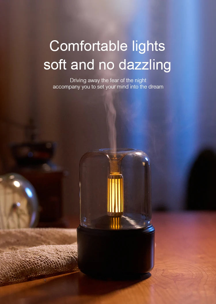 Vintage Night Light Aroma Diffuser Aromatherapy Mini Desktop Air Humidifier USB Creative Ambient Light As Gift/Essential Oil Set - The Shop At Crown Perth