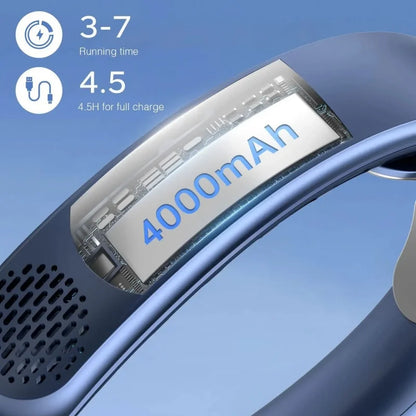 New Quad-Core USB Neck Fan Turbine Vaneless Design Easy Control 4000mAh Digital display for Outdoor Portable Fan Summer Gift - The Shop At Crown Perth