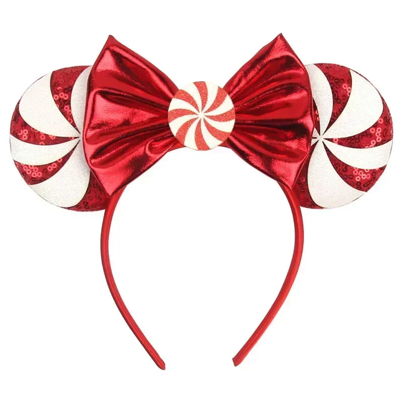 Disney Mickey Mouse Ear Hairbands Lollipop Candy Cane Bows Christmas Headband for Adults Party Kids Women Plush Hair Accessories - The Shop At Crown Perth