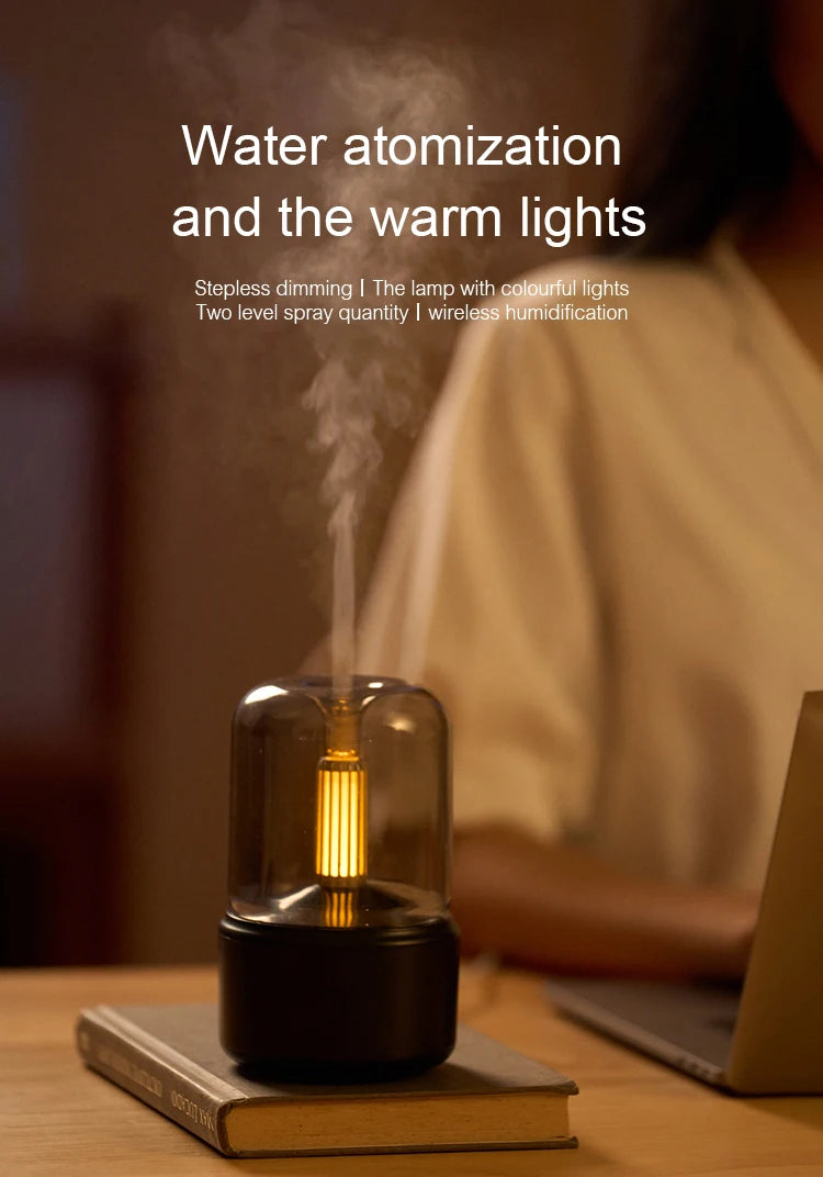 Vintage Night Light Aroma Diffuser Aromatherapy Mini Desktop Air Humidifier USB Creative Ambient Light As Gift/Essential Oil Set - The Shop At Crown Perth