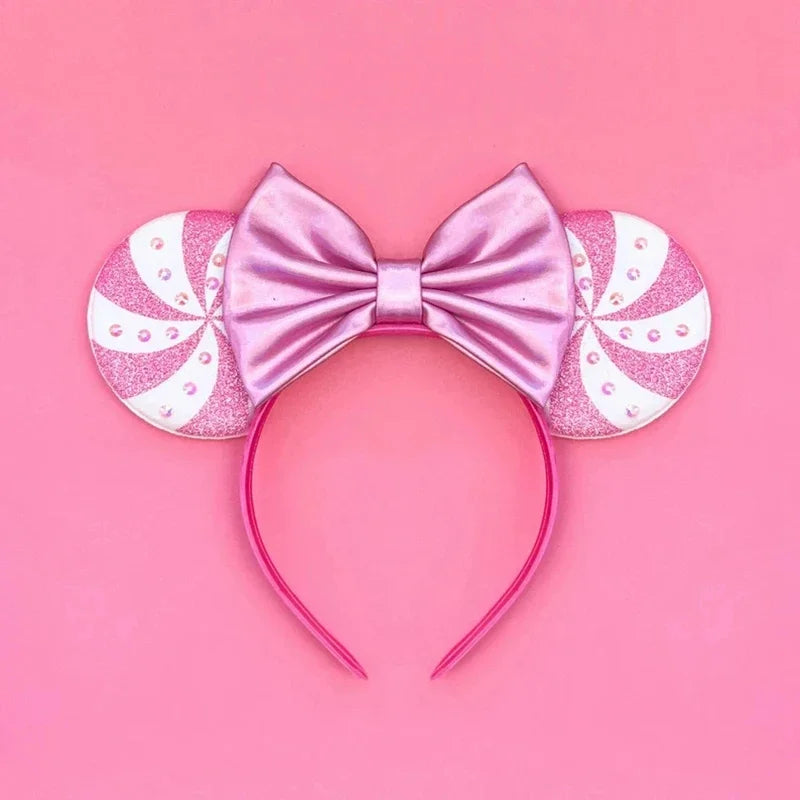 Disney Mickey Mouse Ear Hairbands Lollipop Candy Cane Bows Christmas Headband for Adults Party Kids Women Plush Hair Accessories - The Shop At Crown Perth