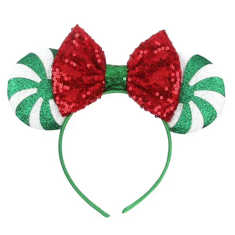 Disney Mickey Mouse Ear Hairbands Lollipop Candy Cane Bows Christmas Headband for Adults Party Kids Women Plush Hair Accessories - The Shop At Crown Perth