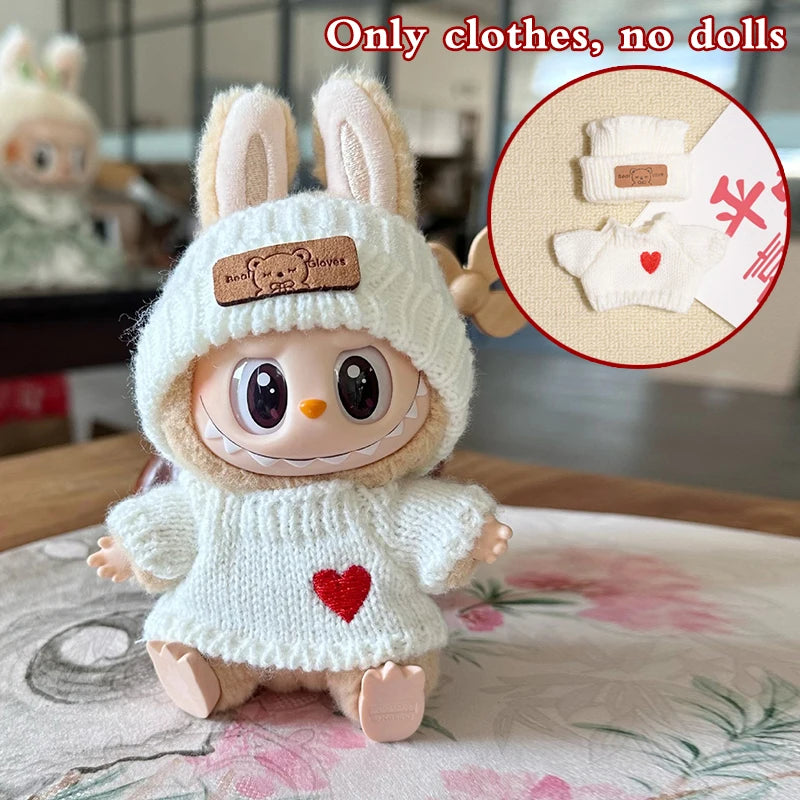 Doll clothes for Labubu Outfit V1 V2 V3 17cm Dolls Sitting Accessories Glasses Clothing Designer Kids Gift Sweater Hat Bag Set - The Shop At Crown Perth
