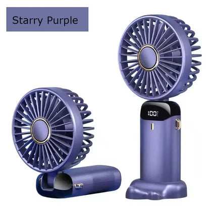 Folding Fan Mini Portable Hand-Held Fan Rechargeable Multifunctional Fan With Display Screen Neck Hanging Fans