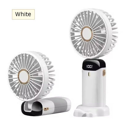 Folding Fan Mini Portable Hand-Held Fan Rechargeable Multifunctional Fan With Display Screen Neck Hanging Fans