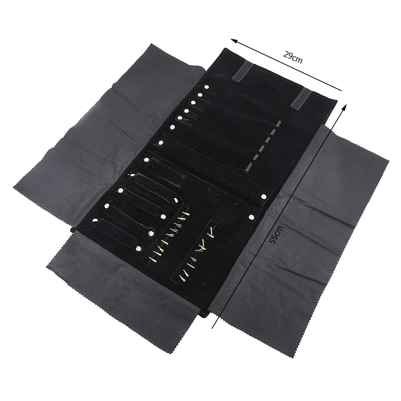 Travel Bracelet Jewelry Organizer Roll Up Bag Portable Velvet Ring Earrings Pendant Necklace Storage Bag Ornaments Foldable Case - The Shop At Crown Perth