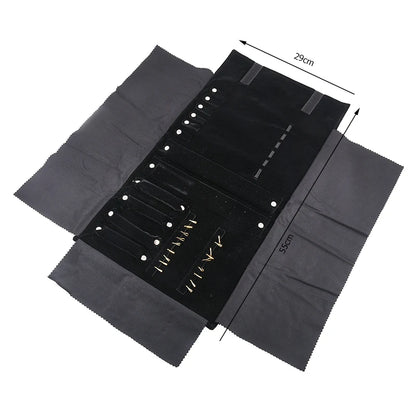Travel Bracelet Jewelry Organizer Roll Up Bag Portable Velvet Ring Earrings Pendant Necklace Storage Bag Ornaments Foldable Case - The Shop At Crown Perth