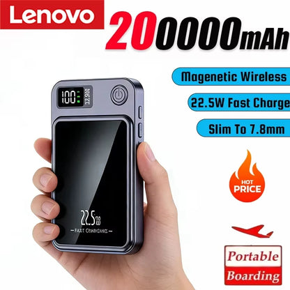 Lenovo 500000mah Magnetic Power Bank Large Capacity Pd22.5w Super Fast Charging External Battery Wireless Charger For Iphone