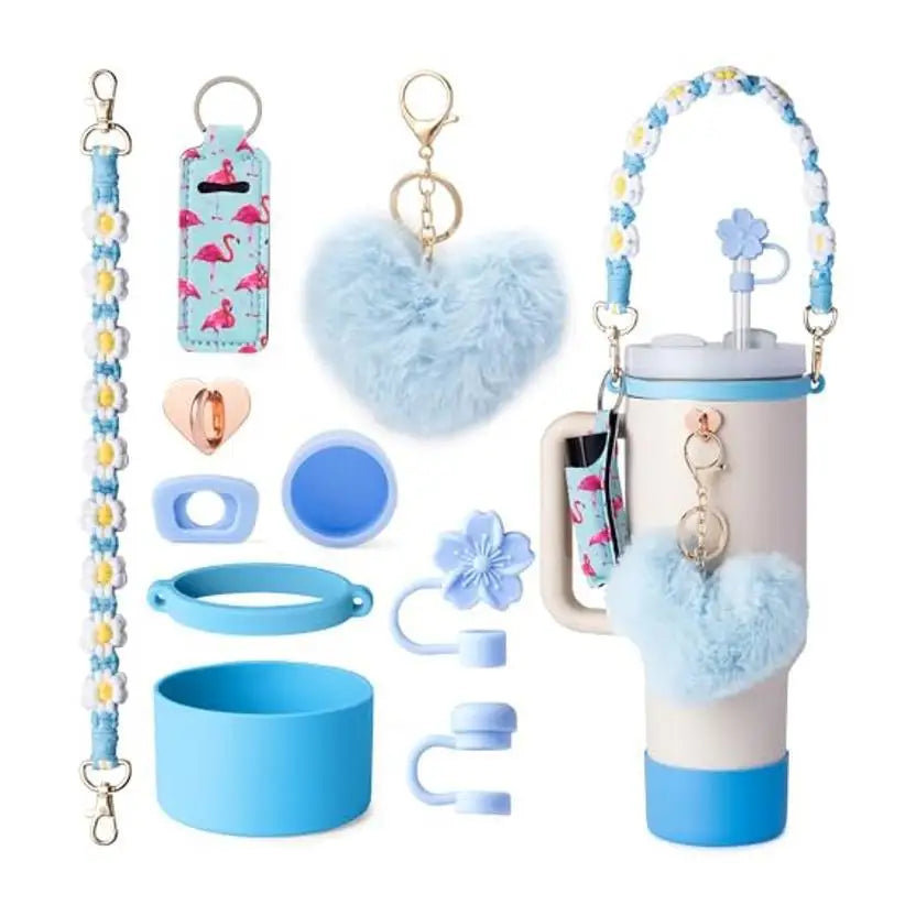 cross-border stanley accessories christmas stanley icecup diy bow decorated cup cover lipstick cover fuzzy ball - The Shop At Crown Perth