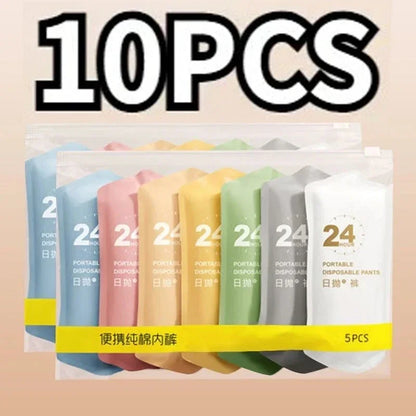 10PCS/Set Women Cotton Disposable Pantie Free Washing Portable Postpartum Monthly Shorts Daily Underwear for Business Trips - The Shop At Crown Perth