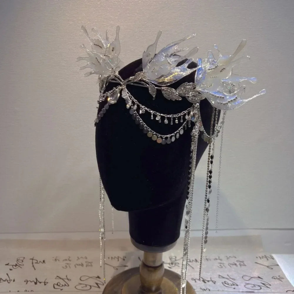 New Hair Crown for Women Mermaid Fringe Hair Accessory Headwear Wedding Party Props - The Shop At Crown Perth