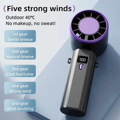 Portable Fan: 13000 RPM High-Speed Rapid Cooling, USB-Powered with Large Battery Capacity - The Shop At Crown Perth