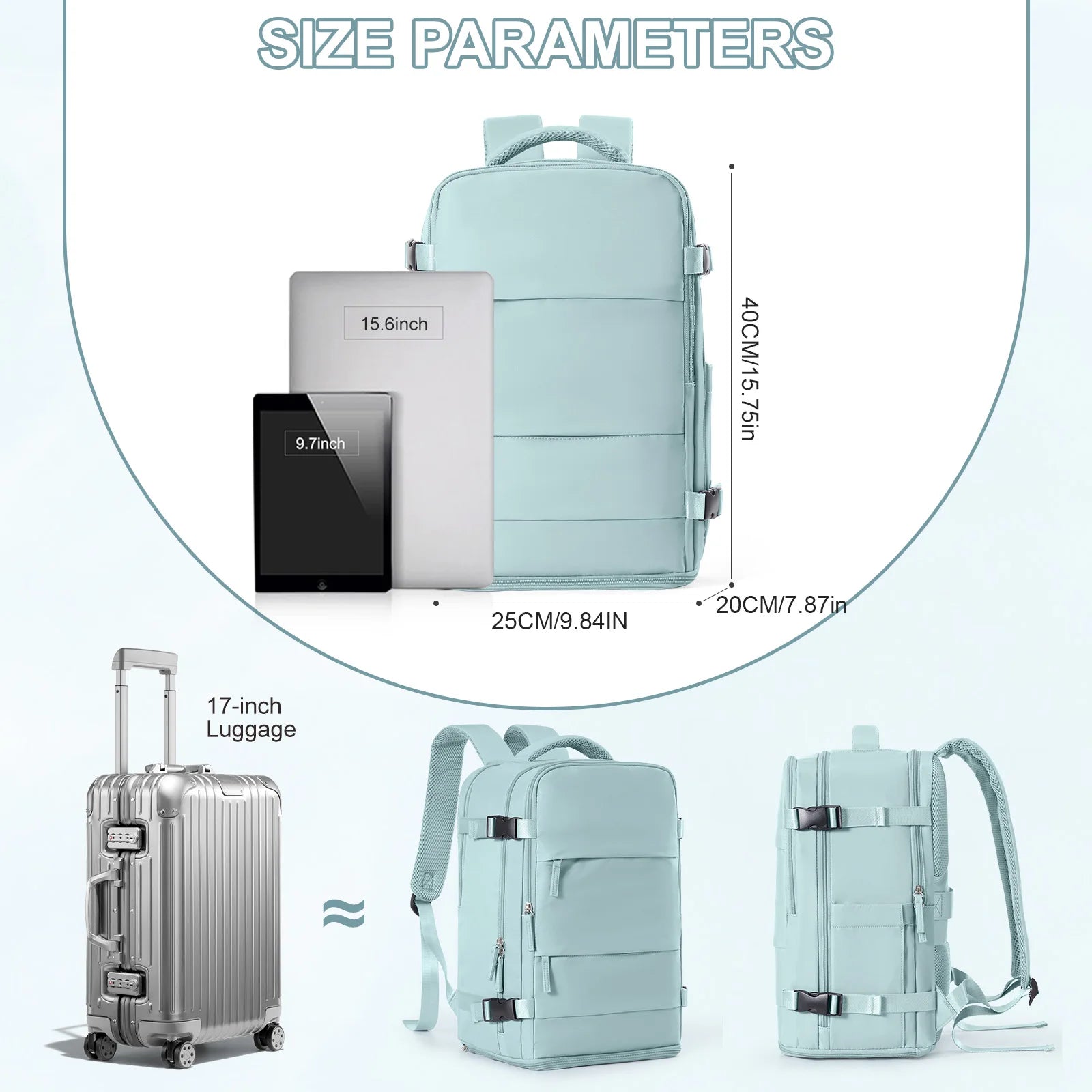 Women Men Hand Luggage Backpack Business College Laptop Travel Backpack Waterproof Carry on mochila viaje cabina avion 40x20x25 - The Shop At Crown Perth