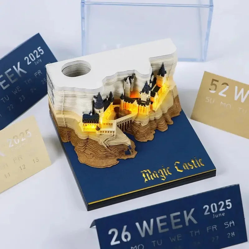 2025 Desk 3D Calendar Pop-Up Castl Calendar  Carving Art Memo Notepad Gift for Christmas Housewarming Desktop Decoration - The Shop At Crown Perth