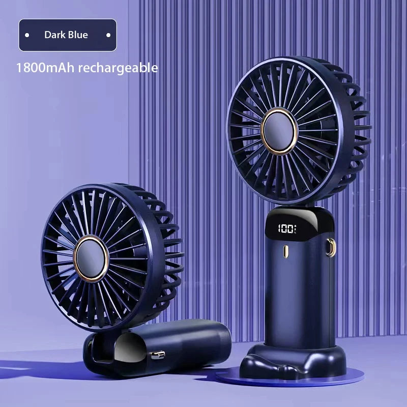3000mAh Handheld Mini Fan Foldable Portable Neck Hanging Fans 5 Speed USB Rechargeable Fan with Phone Stand and Display Screen - The Shop At Crown Perth