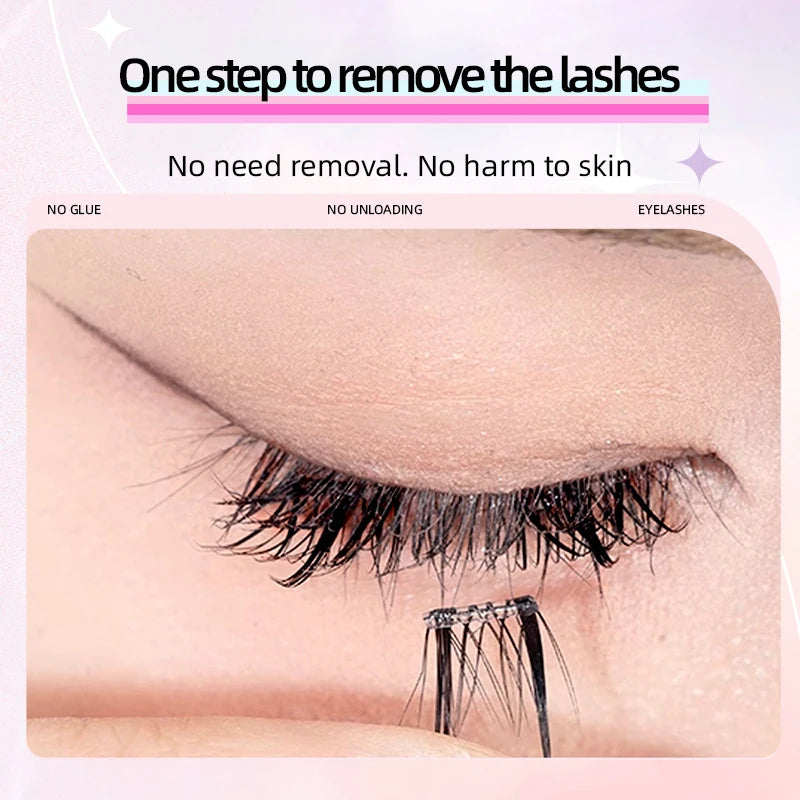 Yelix Self-adhesive Glue Free False Eyelashes Reusable DIY Segmented DIY Lashes Clusters No Glue Needed Natural Soft Lashes - The Shop At Crown Perth