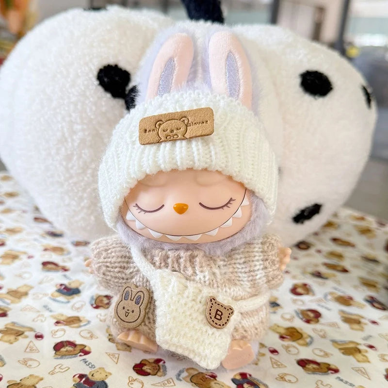 Doll clothes for Labubu Outfit V1 V2 V3 17cm Dolls Sitting Accessories Glasses Clothing Designer Kids Gift Sweater Hat Bag Set - The Shop At Crown Perth