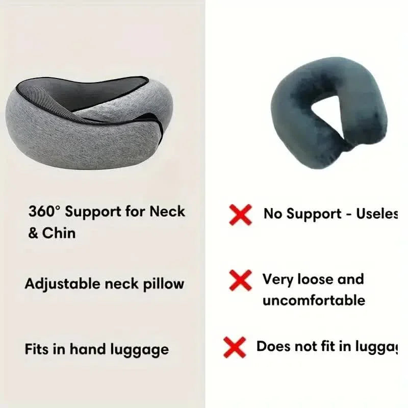 Okayso Memory Foam Neck Pillow U-Shaped Travel Pillow Adjustable Portable Ergonomic Support for Airplane Car Neck Pillow - The Shop At Crown Perth
