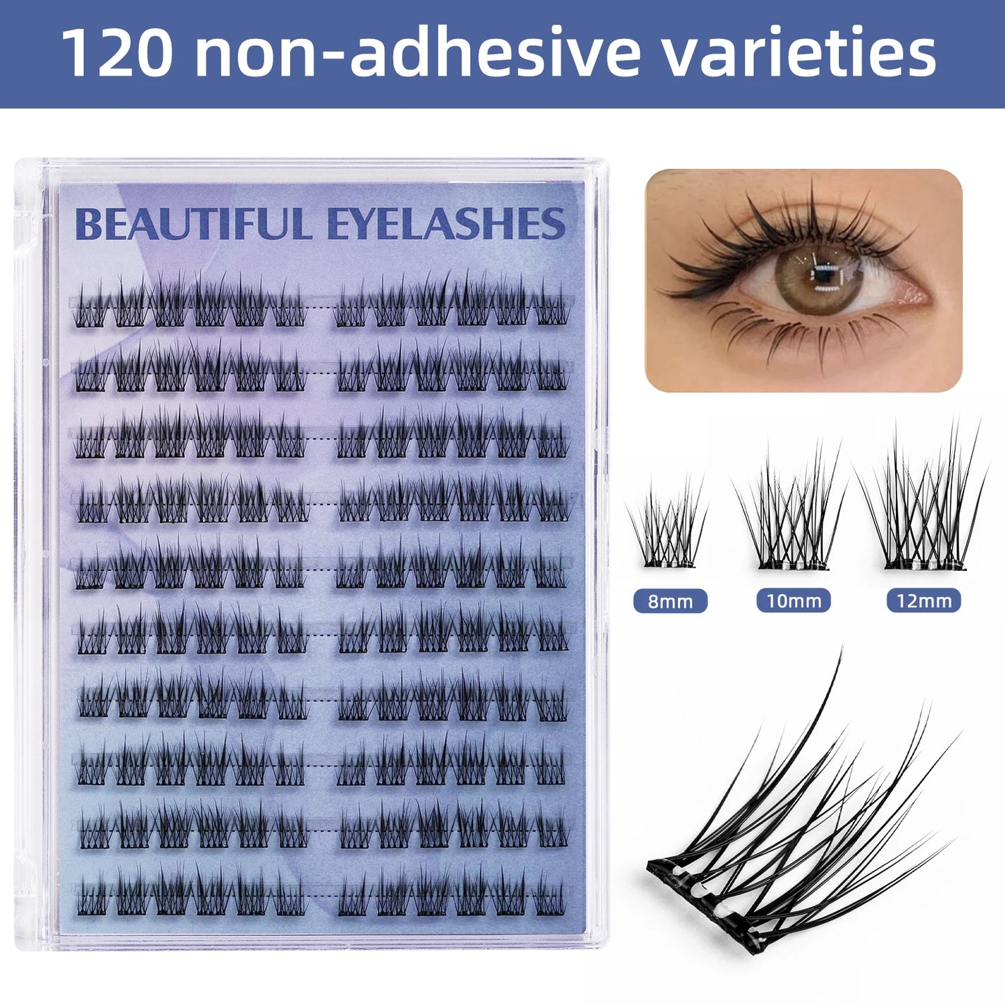 120 bunches of glue-free tufted false eyelashes, reusable, glue free, waterproof and sweat proof, easy to wear and suitable for - The Shop At Crown Perth