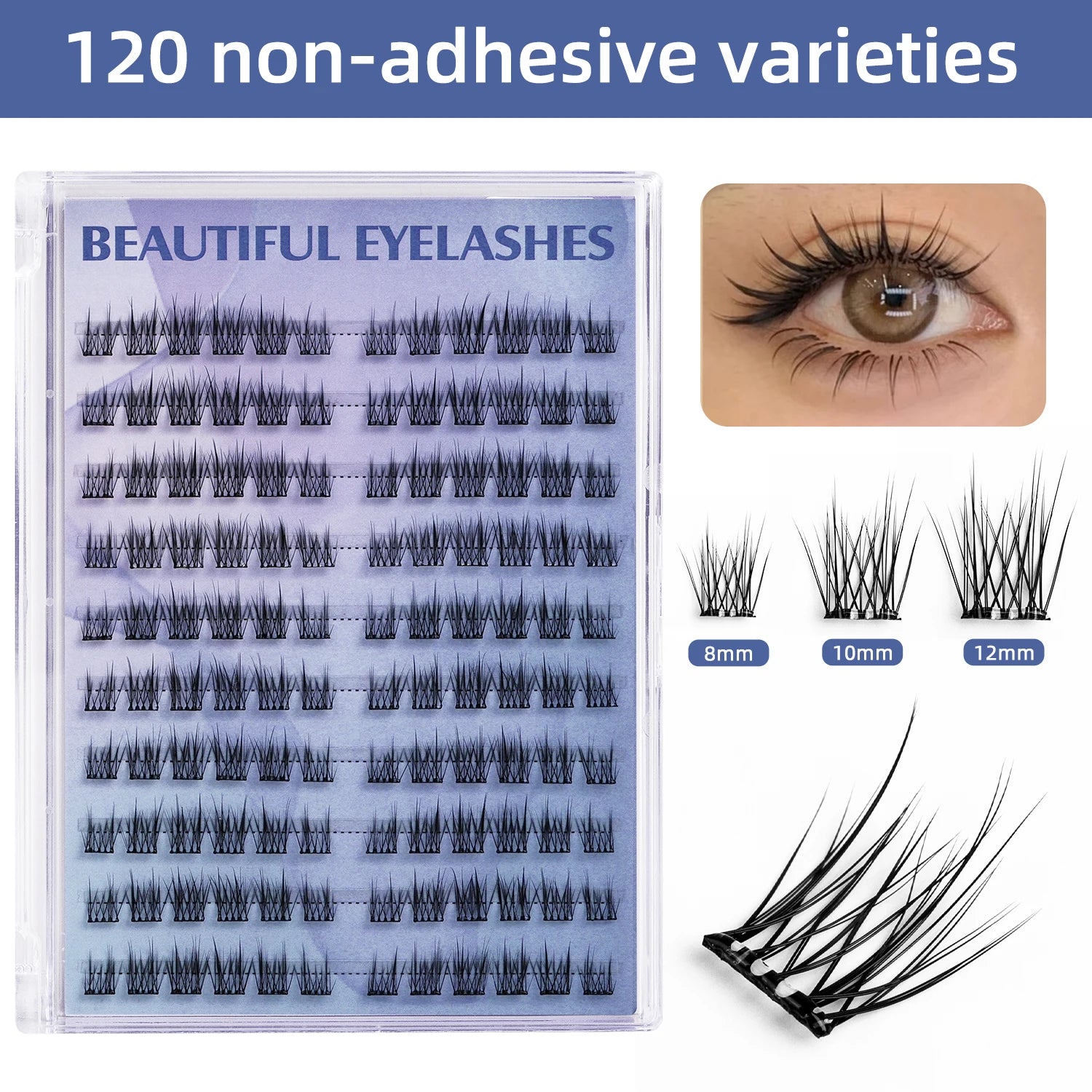 120 bunches of glue-free tufted false eyelashes, reusable, glue free, waterproof and sweat proof, easy to wear and suitable for - The Shop At Crown Perth
