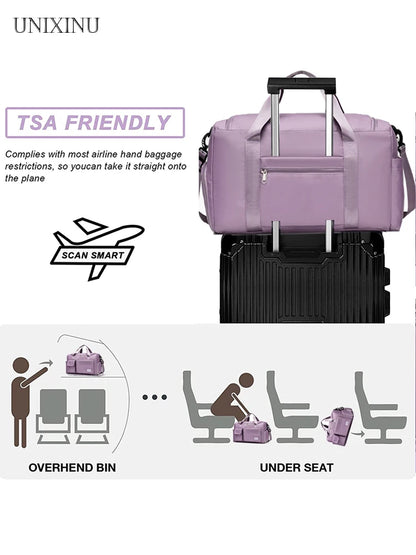 UNIXINU Carry On Travel Bag Large Capacity Weekender Overnight Duffle Bags with Shoe Compartment Sports Fitness Bags for Women - The Shop At Crown Perth