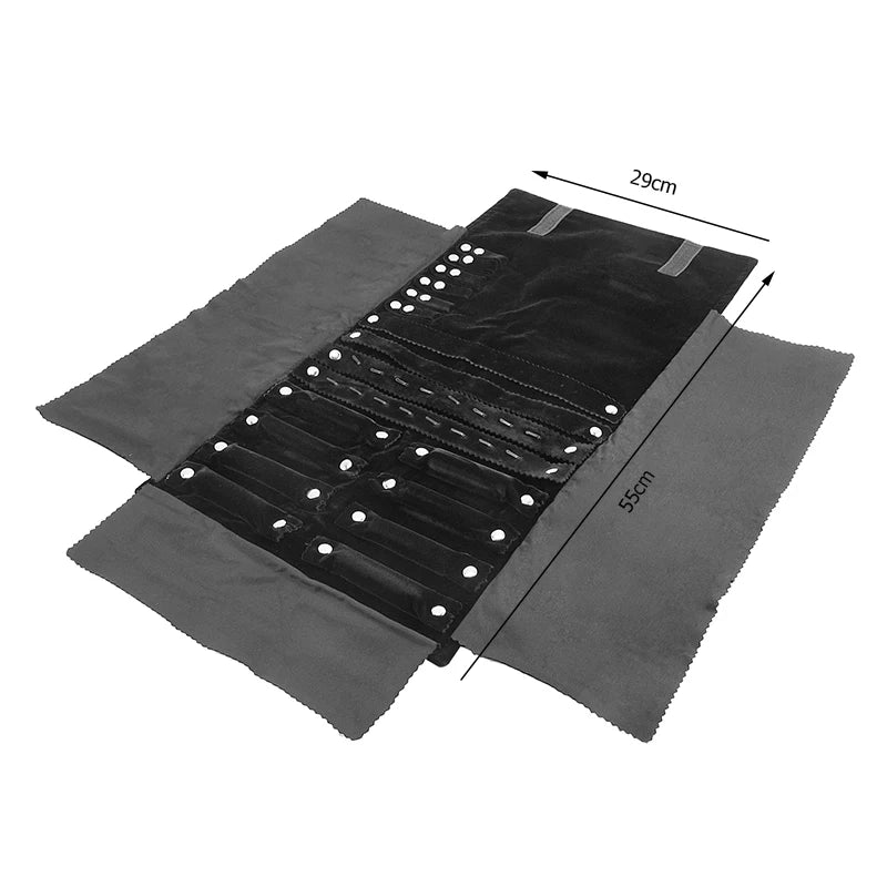 Travel Bracelet Jewelry Organizer Roll Up Bag Portable Velvet Ring Earrings Pendant Necklace Storage Bag Ornaments Foldable Case - The Shop At Crown Perth