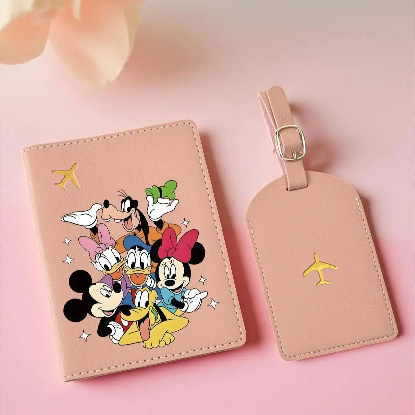 2PC Mickey Minnie Donald Passport Holder & Luggage Tag Set, PU Travel Wallet, Cute Travel Essentials Gift for All Ages - The Shop At Crown Perth