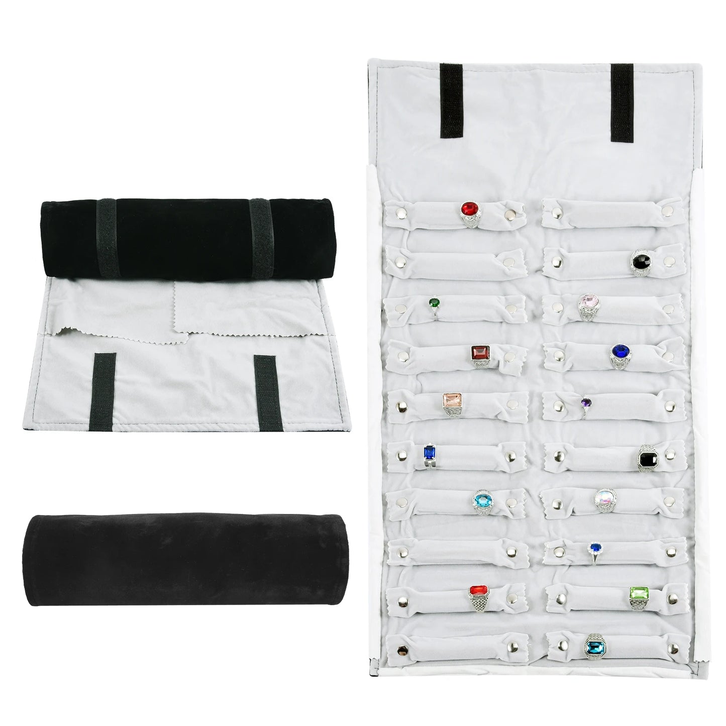 Travel Bracelet Jewelry Organizer Roll Up Bag Portable Velvet Ring Earrings Pendant Necklace Storage Bag Ornaments Foldable Case - The Shop At Crown Perth