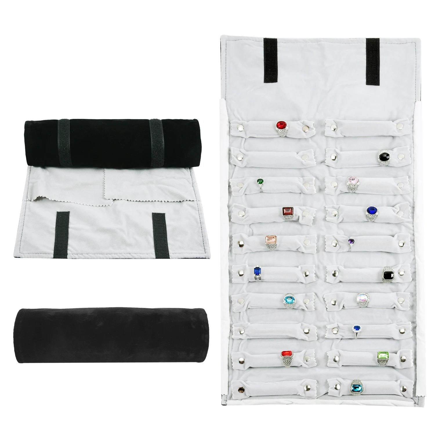 Travel Bracelet Jewelry Organizer Roll Up Bag Portable Velvet Ring Earrings Pendant Necklace Storage Bag Ornaments Foldable Case - The Shop At Crown Perth