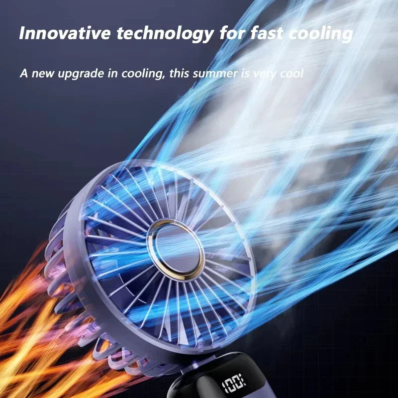 Folding Fan Mini Portable Hand-Held Fan Rechargeable Multifunctional Fan With Display Screen Neck Hanging Fans