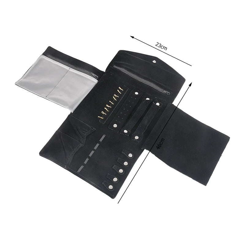 Travel Bracelet Jewelry Organizer Roll Up Bag Portable Velvet Ring Earrings Pendant Necklace Storage Bag Ornaments Foldable Case - The Shop At Crown Perth