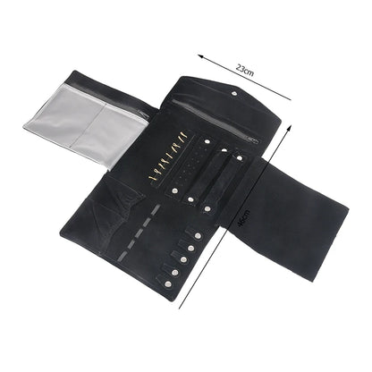 Travel Bracelet Jewelry Organizer Roll Up Bag Portable Velvet Ring Earrings Pendant Necklace Storage Bag Ornaments Foldable Case - The Shop At Crown Perth