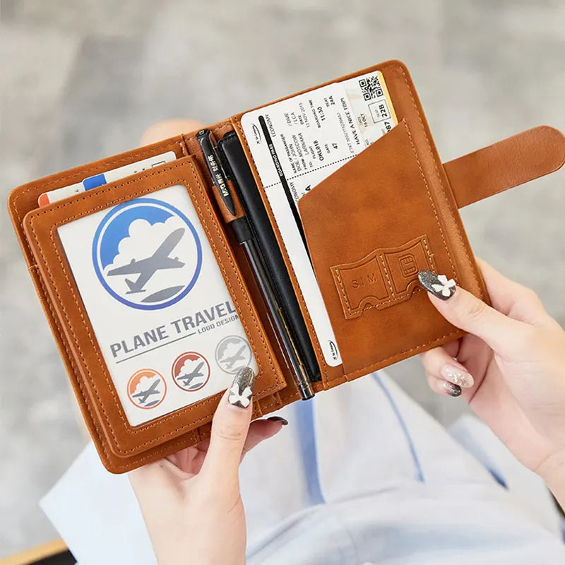 Travel Passport Wallet Women Man Card Holder RFID Blocking Credit Card ID Bag Plane Ticket Holder Multifunction Wallets - The Shop At Crown Perth