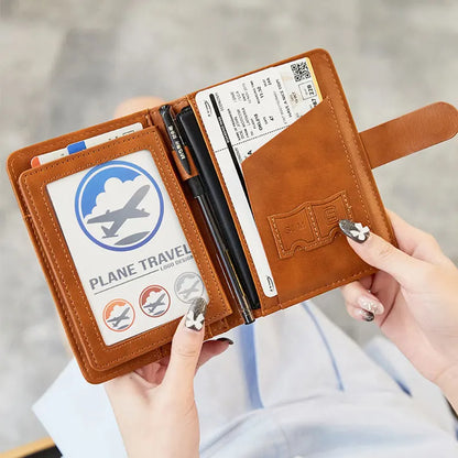 Travel Passport Wallet Women Man Card Holder RFID Blocking Credit Card ID Bag Plane Ticket Holder Multifunction Wallets - The Shop At Crown Perth