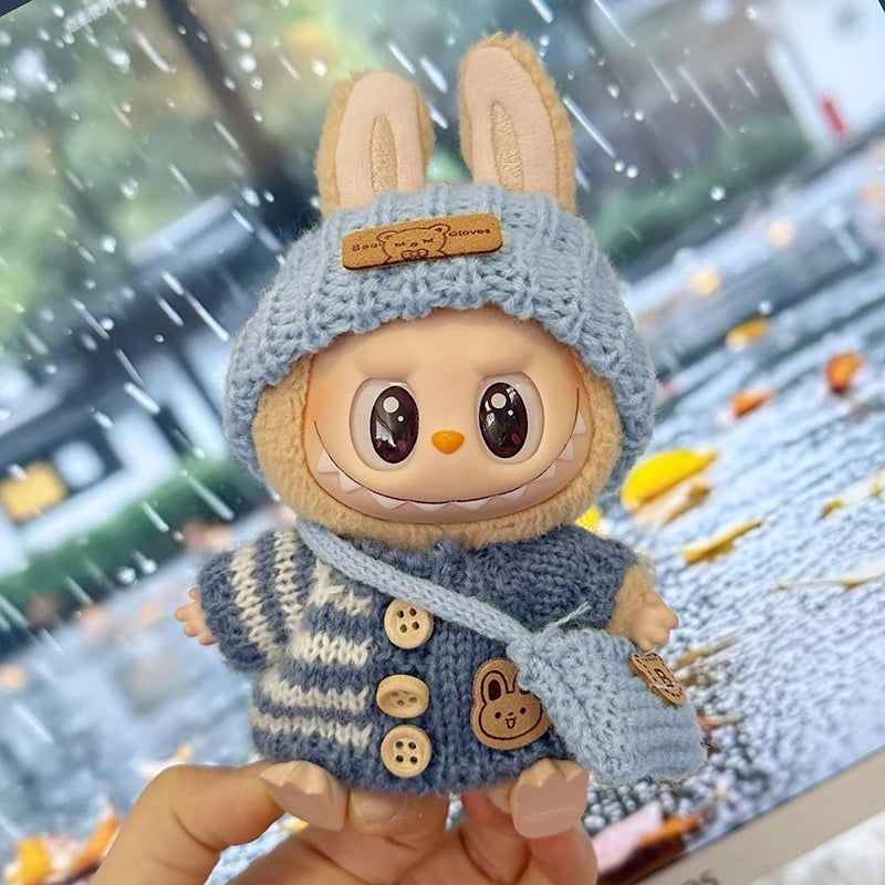 Doll clothes for Labubu Outfit V1 V2 V3 17cm Dolls Sitting Accessories Glasses Clothing Designer Kids Gift Sweater Hat Bag Set - The Shop At Crown Perth