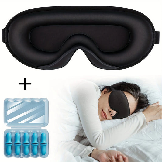 3D Sleep Mask With Noise Ear plug, Unisex Blackout, Protects Eyelashes, Adjustable Strap, Travel Plane Work Eye Mask - The Shop At Crown Perth