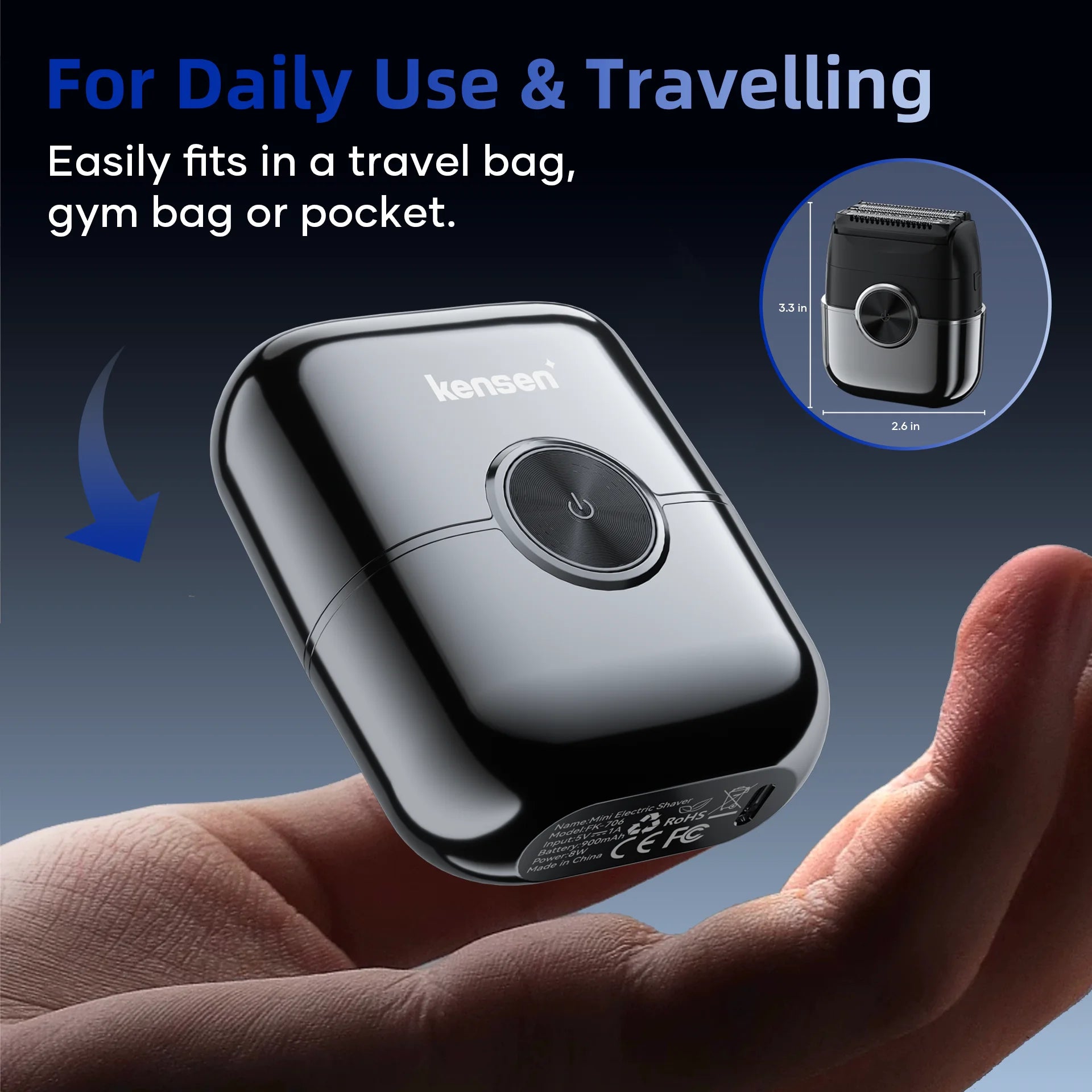 KENSEN S26 Electric Shaver for Men 4D Floating Blades Foil Shavers Waterproof 8000RPM Beard Trimmer Portable Mini Electric Razor - The Shop At Crown Perth